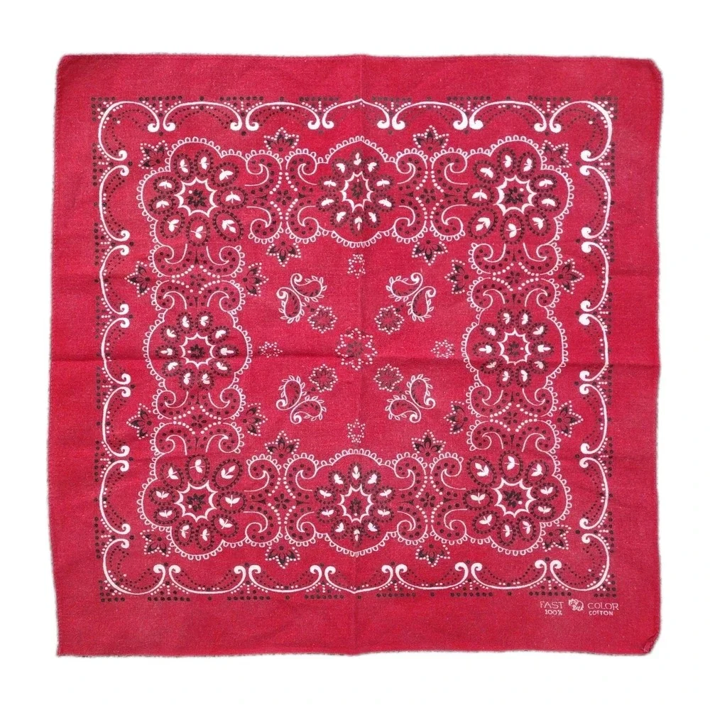 Vtg 50s 60s Elephant Trunk Up Bandana Indigo Red Selvedge Cotton Workwear #1840